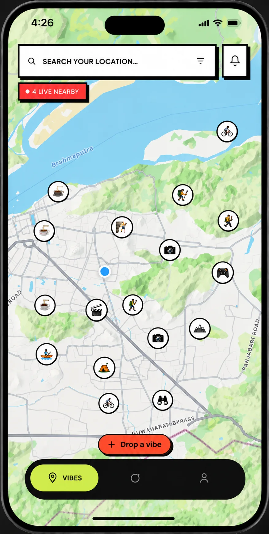 IRL Vibes app on iPhone